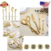 Elegant Wedding & Housewarming Gift: 20-Piece Gold Silverware Set Service for 4