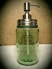 MASON PATENT 1858 STAINLESS STEEL Soap & Lotion Dispenser Pump Apple Green