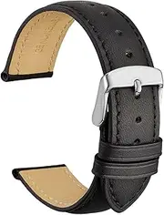 [WOCCI] Vintage Leather Watch Bands with Stainless Silver Buckle, Replacement Strap 14mm 15mm 16mm 17mm 18mm 19mm 20mm 21mm 22mm 23mm 24mm