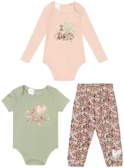 GUESS Pink and Green "I Love" Onesie and Print Pant Set Size: 12M, Cotton