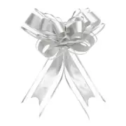 10pcs 8 Inch Giant Pull Bow Gift Wrapping Organza Bows Ribbon Silver
