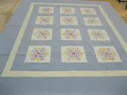Patchwork Quilt Top Fabrics Full Queen 82 In x 99 In Cheater Flower Garden?