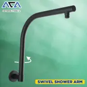 ACA Bathroom Round Wall Mount Black 180° Swivel Gooseneck Rainfall Shower Arm