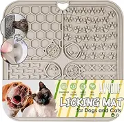 AVYDIIF Lick Mat for Dog & Cat, Slow Feeder Cat Bowl with Suction Cups, Anxiety Relief & Boredom Reducer, Enrichment Toys for Peanut Butter Treats Yogurt Bathing Grooming (Beige)