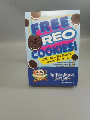 A&W Root beer advertising table Topper n.o.s free oreo cookies 1994
