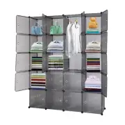20 Plastic Cube Stackable Storage Shelves Closet Cabinet Modular Organizer Gray