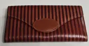 Vintage Perry Ellis Portfolio Brown Genuine Leather Women's Wallet Checkbook NEW