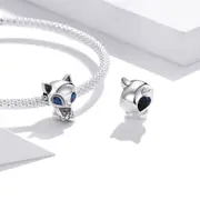 Solid 925 Sterling Silver Blue Eyed Fox Pandora Inspired Charm