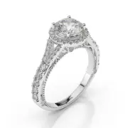 1 1/2 CT Diamond Engagement Ring Round Cut F/VS2-SI1 14K White Gold Size Selecta