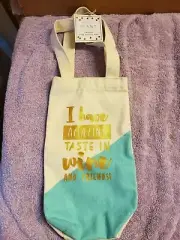 NEW Slant Canvas Wine Bottle Gift Bag I Have Amazing Taste In Wine And Friends!