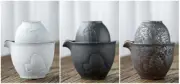 Small Vintage Portable Ceramic Tea Set Travel Teapot Lotus Tea Cup Loose Leaf