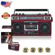 Portable J-220BT Boombox with Bluetooth & Dynamic Speakers - Cassette Conversion