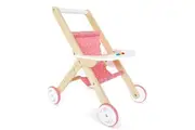 Hape Dolls Stroller Pram Kids Toddler 3y+ Play Parent Pretend Wooden Toy Pink