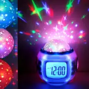 Music Led Star Sky Projection Digital Alarm Clock Calendar Thermometer Kids AB8