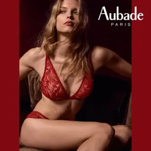 【Aubade】濃情韻味植絨花卉蕾絲高腰包褲 性感小褲 法國進口 女內褲(1B-紅)