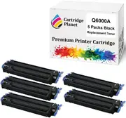 5 Pack Black Compatible Toner Cartridge Replacement for HP 124A Q6000A (2,500 Pages) for HP Color Laserjet 1600 2600n 2605 2605dn 2605dtn CM1015 MFP CM1017 MFP