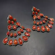 FEDERICO JIMENEZ Sterling Silver Cluster CHANDELIER EARRINGS Mediterranean Coral