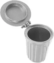 Dollhouse Miniature Trash Can Small Pencil Bucket Metal Lid for Miniature Furniture Collection