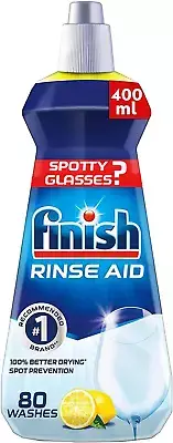 Finish Rinse Aid Lemon Scented Shinier & Drier Dishwasher Liquid 400 Ml