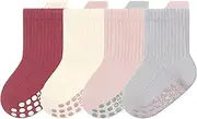 [Dioshark] Stopper Socks Children's Baby Socks ABS Non-Slip Socks Toddler Cotton Non-Slip Socks Winter Autumn Spring Baby Socks for Boys Girls 6-12 Months 1-5 Years, 4 Pairs