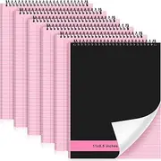 Resurhang 6 Pcs Legal Pad Top Spiral Bound Notebook 11 x 8.5 Inches Wirebound Notepad Double Sided Ruled Memo Office Steno Book with Stiff Back Durable Cover for Business, 70 Sheets(Pink)