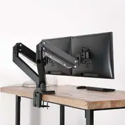 Brateck Dual Monitors Aluminum Heavy-Duty Gas Spring Monitor Arm Fit Most 17 Monitors Up to 15kg per screen VESA 75x75/100x100