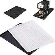 pafnisoin Coffee Mat Set of 2 Underlay Coffee Machine 43 x 32 cm Black/White Coffee Machine Mat Underlay for Fully Automatic Coffee Machines, PP Material