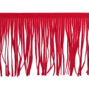1 Yard 10 Inch PU Leather Fringe Trim DIY Tassel Fringe for Sewing, Bright Red