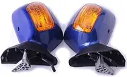 Motorcycle Mirrors Turn Signal Compatible With Gold Wing GL 1800 2001-2012 2011 2010(Blue and Orange)