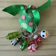 NEW! CHRISTMAS TREE GLOVE SNOWMAN Etc Wine Charm rings Set Of 6
