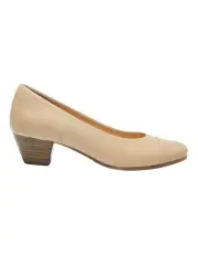 [Wide Steps] Acton Heeled Leather Shoes in Nude