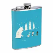 Winter Fun Em1 Flask 8oz Stainless Steel Hip Drinking Whiskey