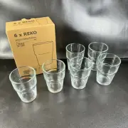Glass Juice Cups REKO IKEA of Sweden Set of 6 Glassware Drinking Glasses 6oz NEW