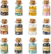 KHOCOEE 12 Different Gemstone Bottles Chip Crystal Healing Tumbled Gem Reiki Wicca Stones Set, Chakra Healing Crystals, Witchcraft Crystals