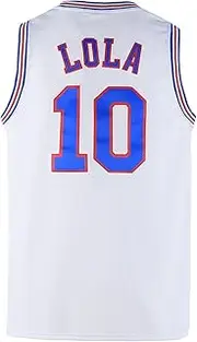 [Semenovia] Youth Basketball Jersey LOLA 10#Bunny Space Movie Jerseys for Kids Basketball Shirt for Party S-XL White/Black