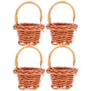 4 Pcs Rattan Shopping Basket Mini Baskets For Favors Dollhouse Flower Baby