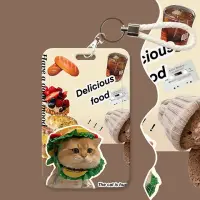 在飛比找momo購物網優惠-【通勤必備】ins食物貓咪卡通卡套(識別證 工作證 卡片夾 