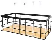 Alipis 1 Set metal wire basket makeup box wrought iron household metal storage basket board Iron Storage Container iron Black Wire Basket flower basket Wall-mounted