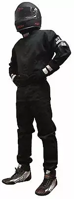 KIDS FIRE SUIT SFI 1 RACE SUIT SFI 3-2A/1 ONE PIECE SUIT BLACK SIZE KIDS 14-16