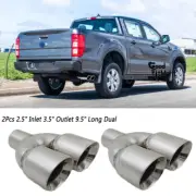 For Ford Ranger Pickup 2Pcs Dual Exhaust Tip 2 1/2 Inch Inlet 3 1/2" Outlet 9.5" (for: Ford)