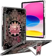 Case for Samsung Galaxy Tab S9 FE Plus 5G 12.4 Inch 2023 with Kickstand & Pen Holder, Lightweight Shockproof TPU Transparent Cover for Galaxy Tab S9 FE+ 12.4", Pink Lotus Flower
