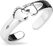 [Bungsa] Baby Feet Toe Ring for Young Women Silver Brass (Toe Ring, Foot Jewellery, Toe Ring, Nail Ring, Bendable, Adjustable), Brass, No Gemstone