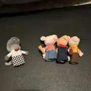 Vintage Puppetto’s 3 Lil Pigs&Big Bad Wolf Finger Puppets Complete Set