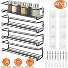 4PCS Hanging Spice Jar Rack Shelf Wall-Mounted Kitchen Door Cupboard Organiser