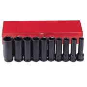 Force 1/2" Drive 10 Piece Metric Deep Impact Socket Set - 4107-18