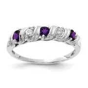 14k White Gold 2.75mm Amethyst AAA Diamond ring