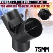 75mm Y Branch Ducting Splitter Outlet Connector W/ Flap Valve For Webasto Heater