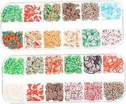 FRCOLOR 2 Boxes Christmas Nail Art Slice Charms Holiday Clay 3D Xmas Polymer Decals Fingernail Nativity Decor Manicure Work