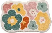 Cute Flower Bathroom Rug, Machine Washable Bathroom Floor Mat, Extra Soft Absorbent Non-Slip Bath Rug,50x80cm