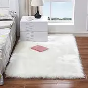Long Plush Ultra Soft Fluffy Rugs Rec Shape Faux Sheepskin Wool Carpet Rug for Living Room Bedroom Balcony Floor Mats White 30 * 30cm
